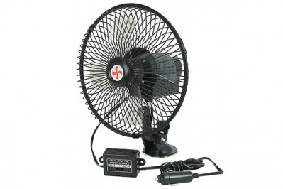 Вентилятор салона 12В D=150 мм 6/12V решетка металл,вакуумный фиксатор